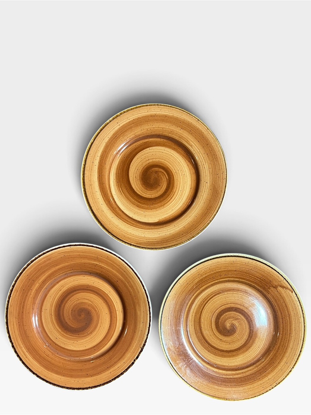 Thompson Pottery Kenya Collection Amber Swirl Stoneware 7" Salad Plates Set of 3